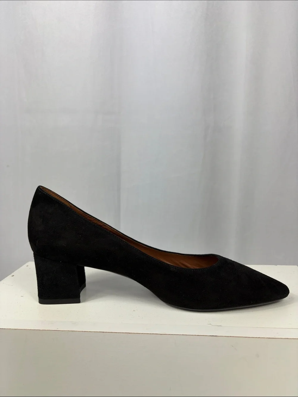 Aquatalia Pasha Suede‎ Block Heel in Black.